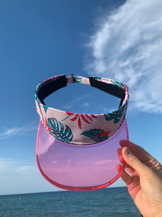 Transparent PVC visor - Tropical pink