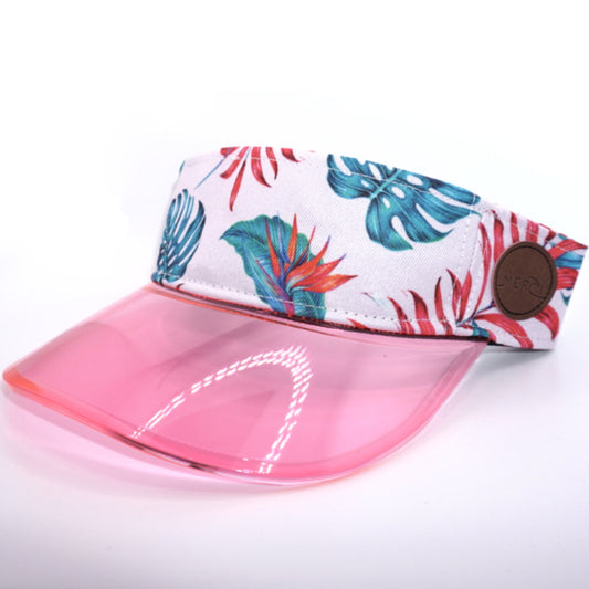 Transparent PVC visor - Tropical pink