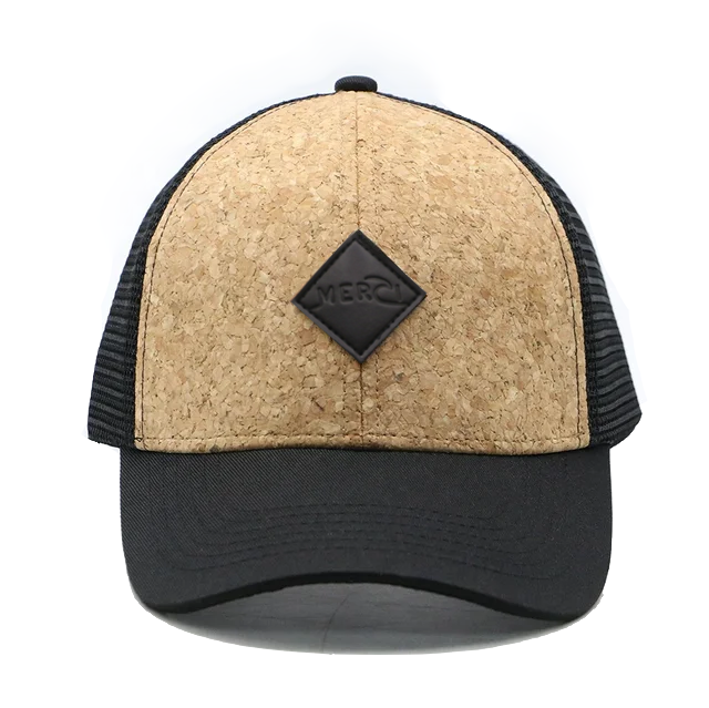 Cork front trucker cap- Black