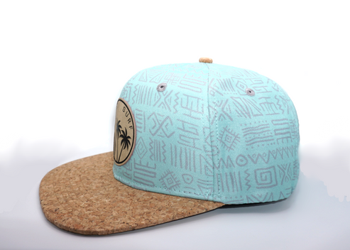 Cork flat brim cap - Tribal Blue