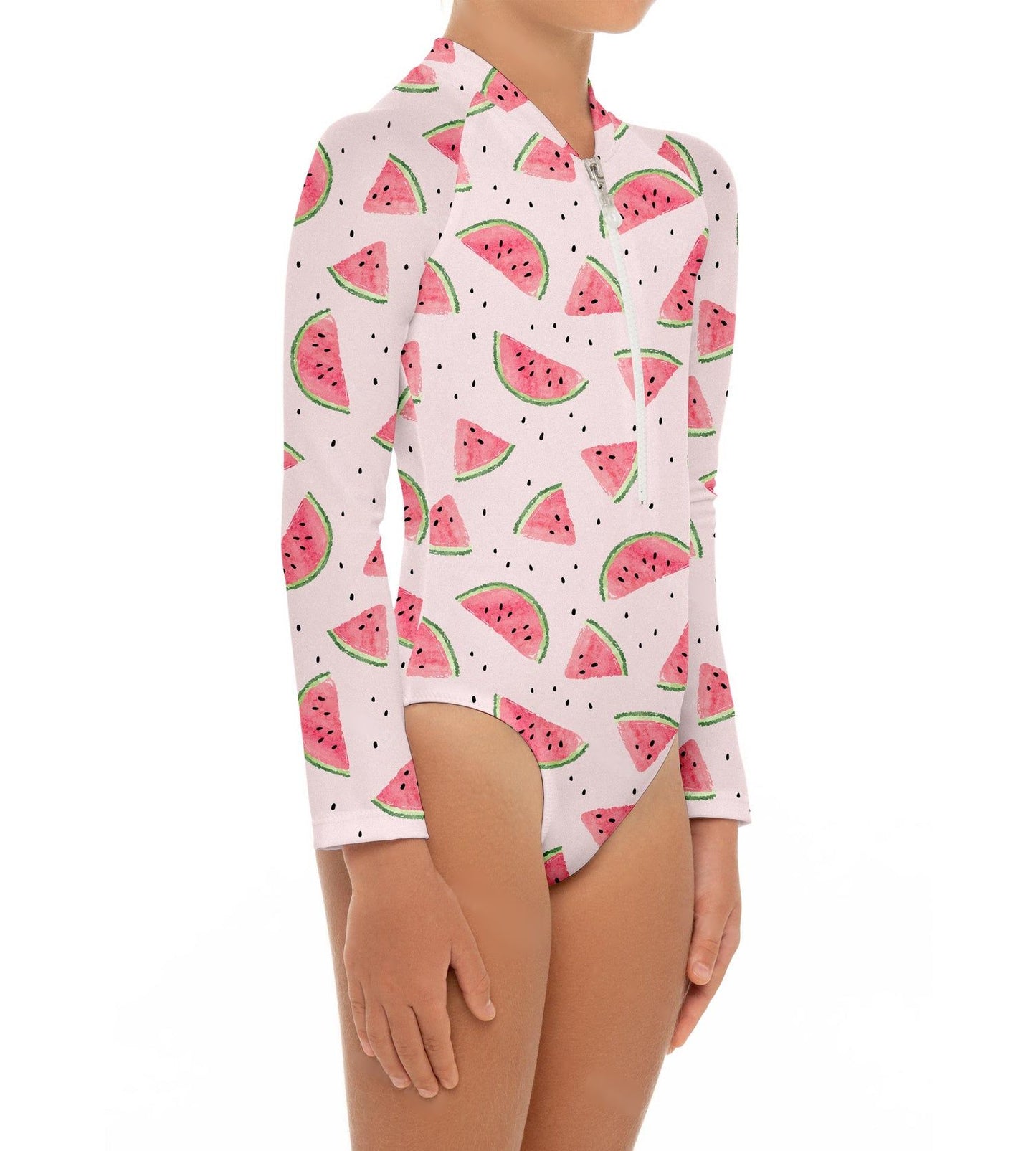 Girls Recycled Onepiece Rashgaurd/ Watermelon